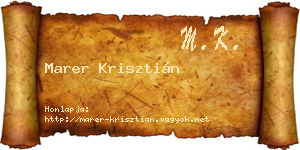 Marer Krisztián névjegykártya